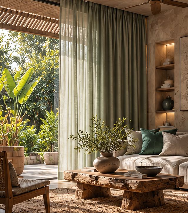Natural space styled with Desolve Cool curtains