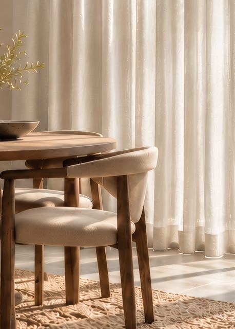 Sheen curtain in a room